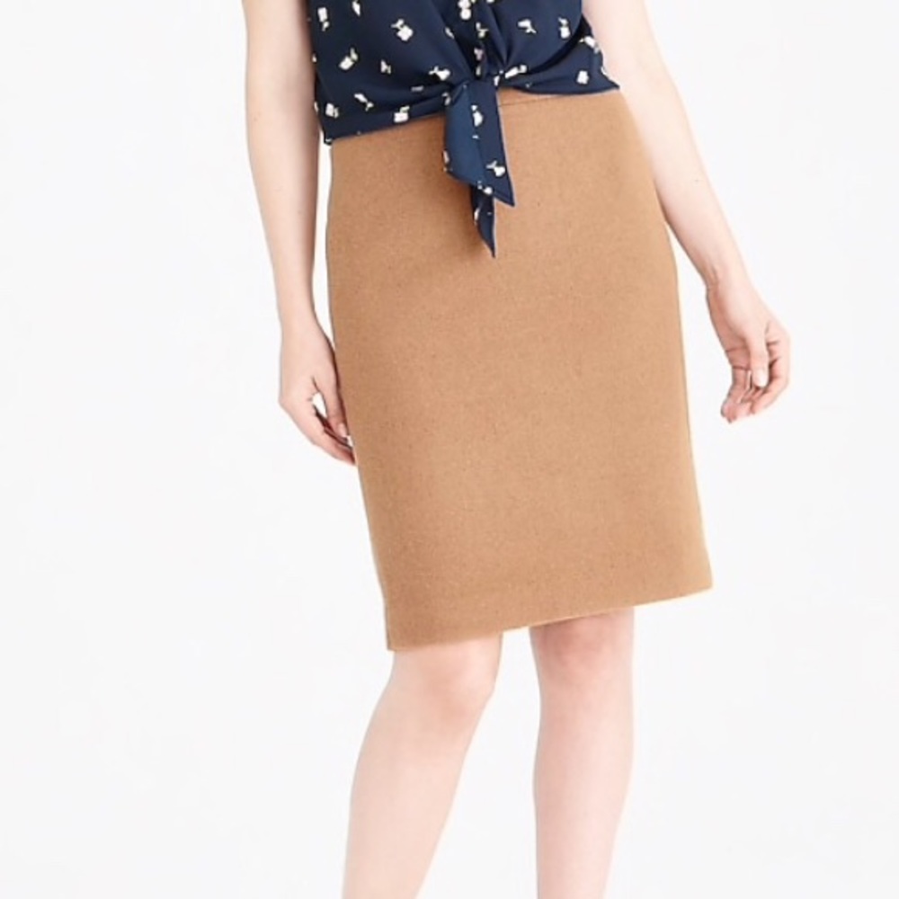 J.Crew tan camel  wool pencil skirt